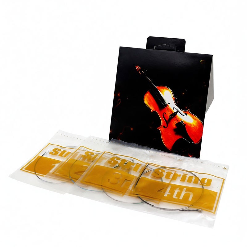 Universal Violin Fiddle String Strings Full Set (E-A-D-G) Steel Core Nickel-silver Wound with Nickel-plated Ball End for 4/4 3/4 1/2 1/4 1/8 Violins - Image 1