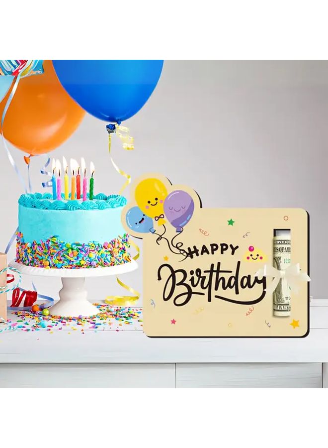 2 Piece Set Wooden Money Clip Birthday Cash Gift Card For Christmas Party - Image 1