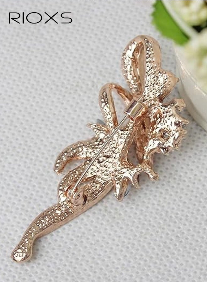 ريوكس بروش زهرة كريستالية مصنوع للنساء والفتيات، بروشات زهرية فاخرة مطلية بالذهب ومزينة بأحجار الراين اللامعة، دبابيس طية صدر السترة، هدية مجوهرات تخرج أنيقة ورائعة لابنة المعلمة والطالبات، لإكسسوارات الفساتين والقبعات والحقائب. - Image 4