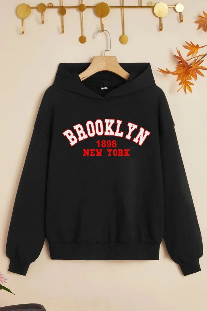 ONLYTRENDWEAR Kids Brooklyn Printed Sweatshirt 3-4 Years Old Black