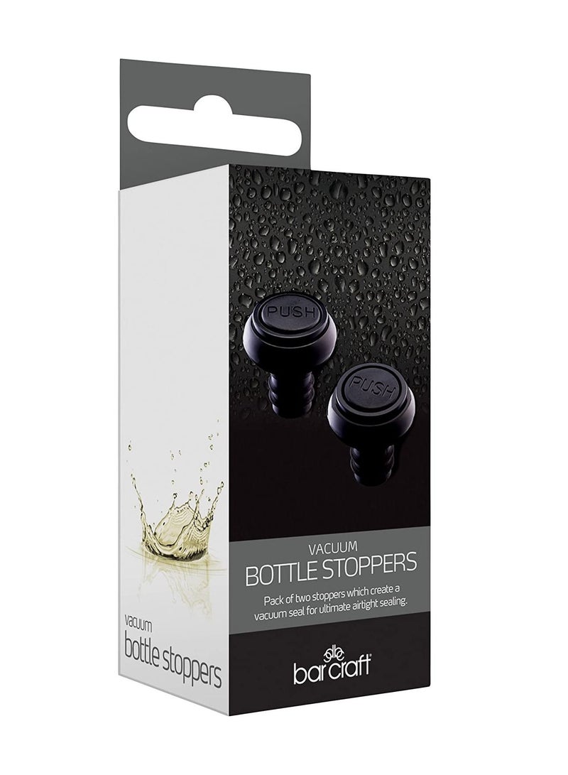 KitchenCraft Barcraft Wine Saver Stoppers, Pack Of Two, Gift Boxed, Black, Pack Of 2 - Image 2