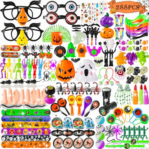 Thuodo 288 PCS Halloween Party Favors for Kids Halloween Toys Bulk Trick or Treat Goodie Bag Fillers Holiday Party Supplies School Classroom Non Candy Prizes Gifts - Image 1