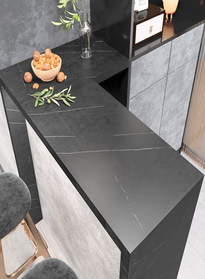 Decotalk Black Marble Contact Paper Peel and Stick 17.7x196 Inch Countertop Contact Paper Waterproof Black Marble Contact Paper for Countertops Contact Paper Black Marble Countertop Vinyl Wrap - Image 2