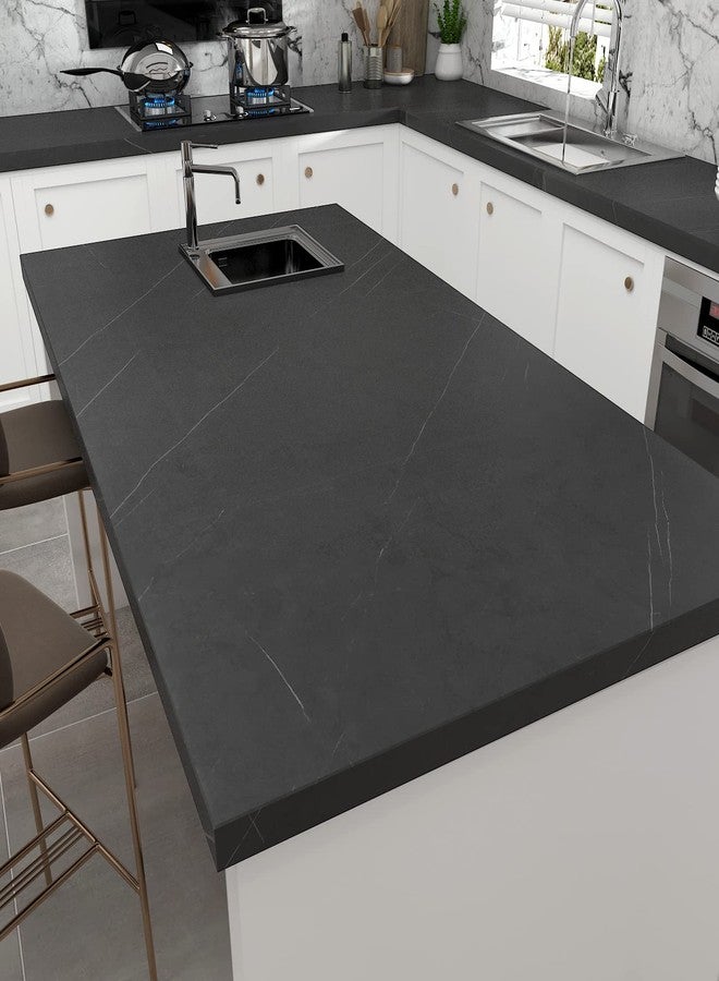 Decotalk Black Marble Contact Paper Peel and Stick 17.7x196 Inch Countertop Contact Paper Waterproof Black Marble Contact Paper for Countertops Contact Paper Black Marble Countertop Vinyl Wrap - Image 3
