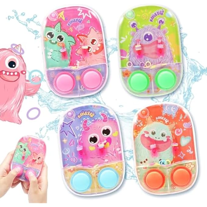 6 PACK MONSTERS WATER GAMES FOR KIDS HANDHELD,TOYS BULK FIDGET KEYCHAIN,WATER RING TOSS HANDHELD GAMES WATER TOYS,CLASSROOM, PARTY FAVORS, GOODIE BAGS FILLERS, BIRTHDAY DAY GIFTS AND PRIZE - Image 2