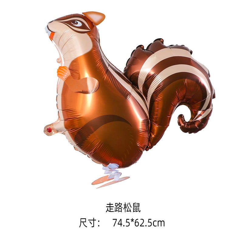 Walking animal balloon aluminum film balloon cartoon unicorn walking pig night market stall toy balloon wholesale Walking squirrel (pump inflation does not walk)