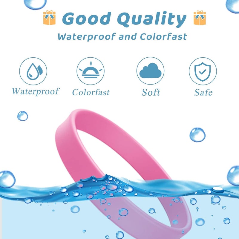 ZiKON 12 Pcs Solid Color Silicone Wristbands Blank Stretch Silicone Wristbands Colorful Rubber Bracelets for Women Men Gifts - Image 5