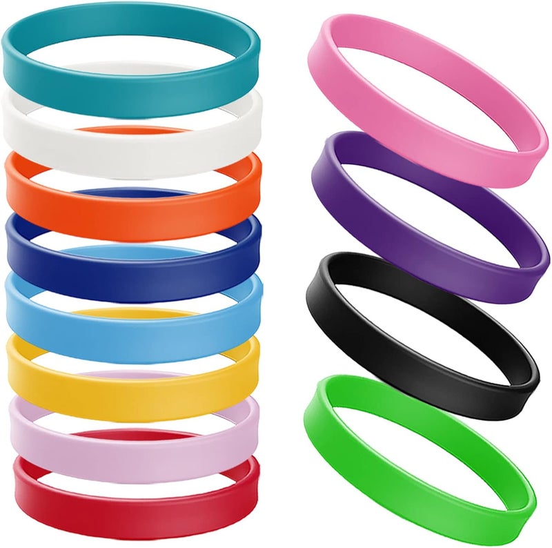 ZiKON 12 Pcs Solid Color Silicone Wristbands Blank Stretch Silicone Wristbands Colorful Rubber Bracelets for Women Men Gifts - Image 1
