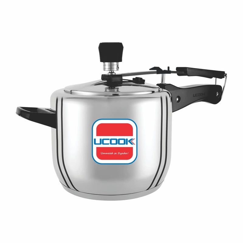 UCOOK Neo Stainless Steel Sandwich Bottom Inner Lid Induction Pressure Cooker, 5 Litre, Silver - Image 1