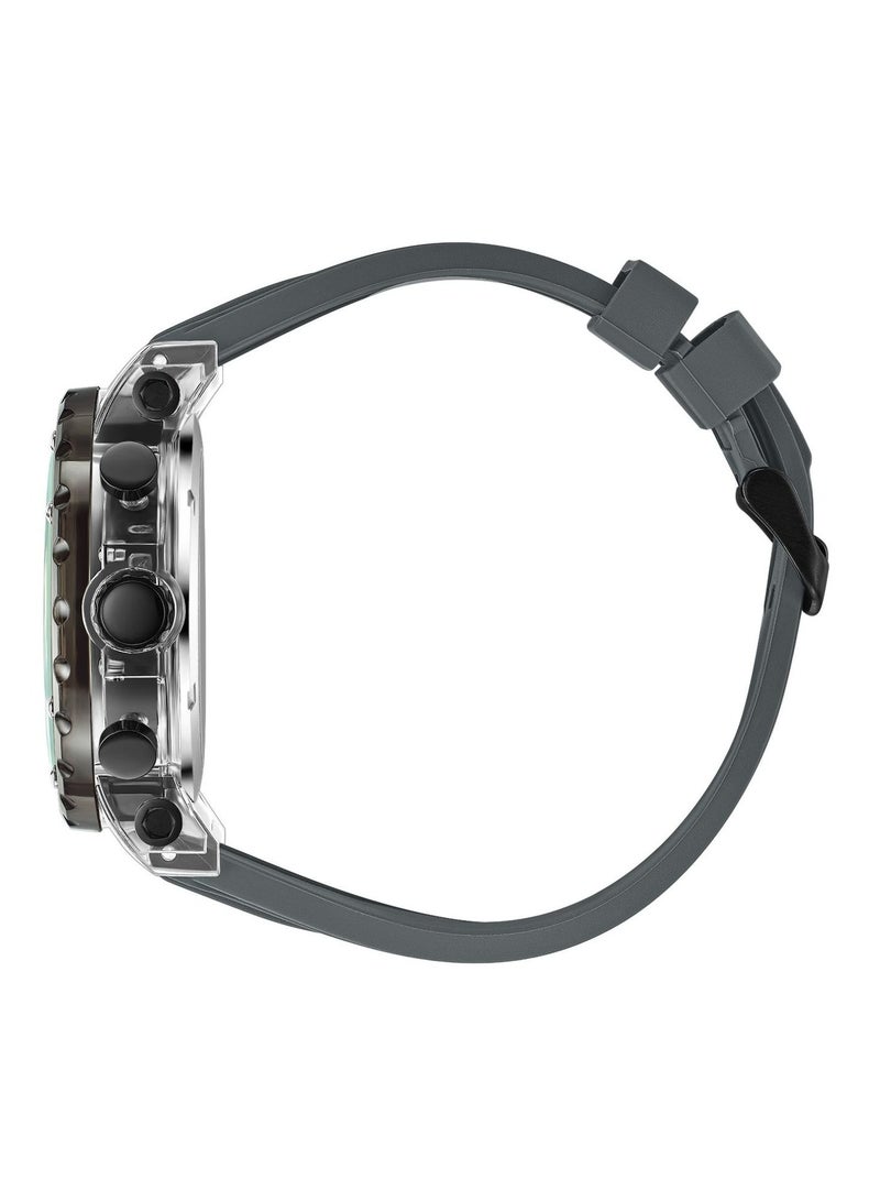 Clasico Obsidian Drive Men’s Luxury Chronograph Watch | 45mm Grey Dial | Elite PE903 Movement | Grey Silicone Strap | 3ATM Water Resistant Luxury Watch - Image 4