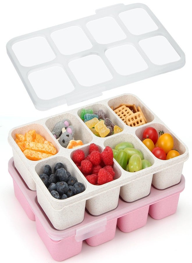 MaMix Snackle Box Container,Leak-Proof Snack Box 8 Compartment Divided Serving Tray with Lid, Dishwasher Safe Food Containers for Fruit Candy Snack Nuts Veggie Party (2 PACK) - Image 1
