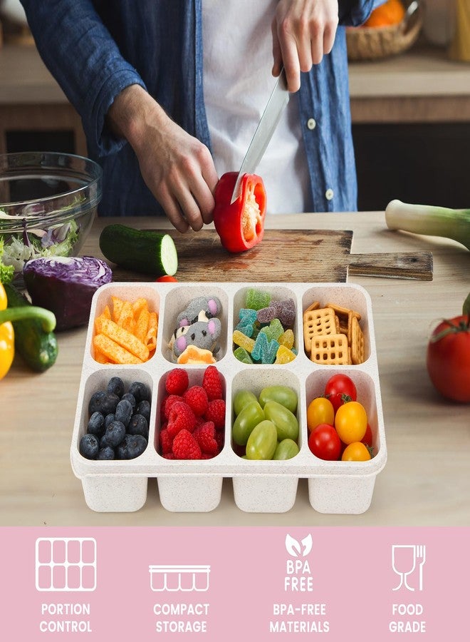 MaMix Snackle Box Container,Leak-Proof Snack Box 8 Compartment Divided Serving Tray with Lid, Dishwasher Safe Food Containers for Fruit Candy Snack Nuts Veggie Party (2 PACK) - Image 3
