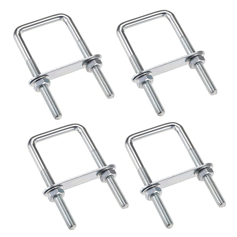 Generic duoyif 4pcs U-Bolts m6 Bolts U-U-Bolts 80 x 50mm, Square U-Bolts Stainless Steel, U-Bolts With Nuts, Frame Plate, Round Rings, U-Bolt Lock For Tube Diameter Smaller Than 50mm  - Image 1