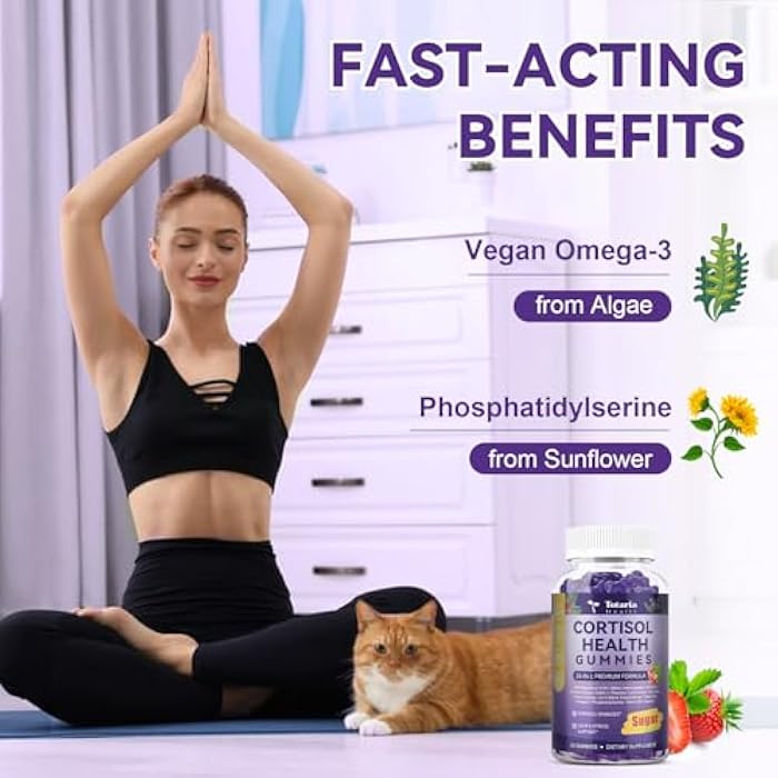 Totaria Cortisol Supplements for Women & Men 20-in-1 Cortisol Gummies with Ashwagandha Rhodiola Rosea Magnesium Phosphatidylserine Calm Focus Mood Support Healthy Cortisol Levels 30 Day Supply - Image 3
