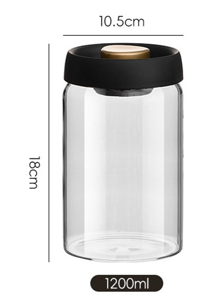 1PCS Coffee Bean Storage Jar with Vacuum Valve Glass Container For Kitchen and Restaurant Vacuum Storage 1200ML