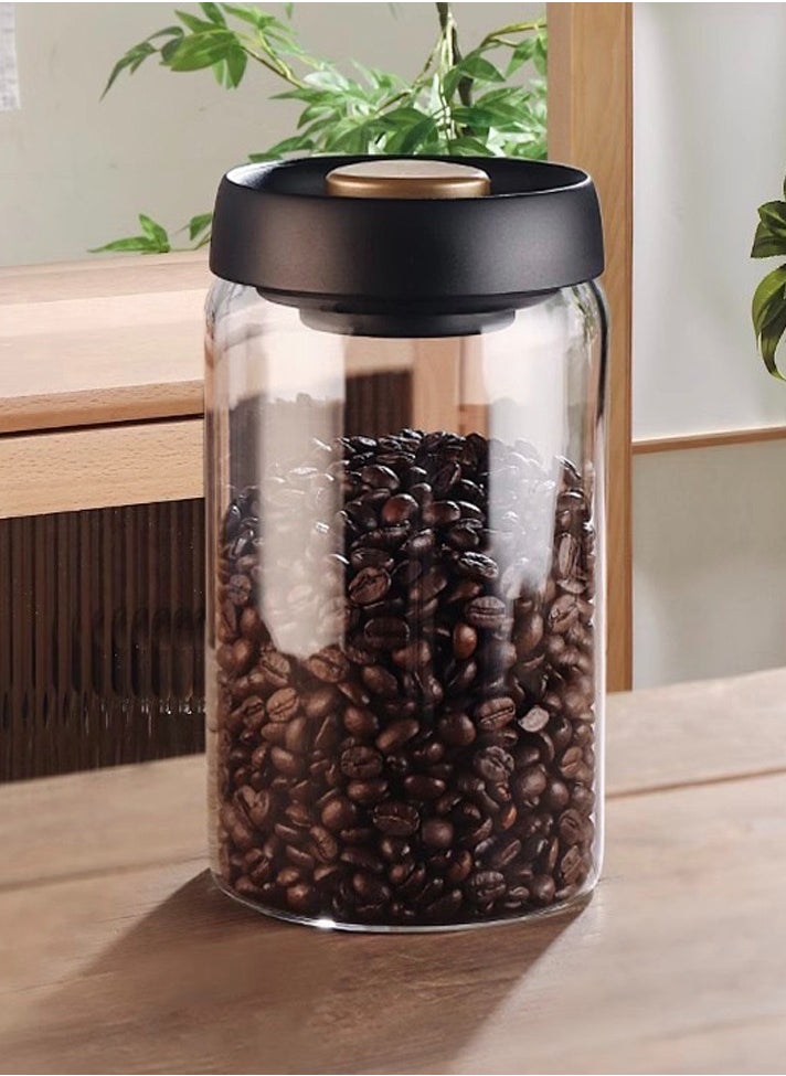1PCS Coffee Bean Storage Jar with Vacuum Valve Glass Container For Kitchen and Restaurant Vacuum Storage 1200ML