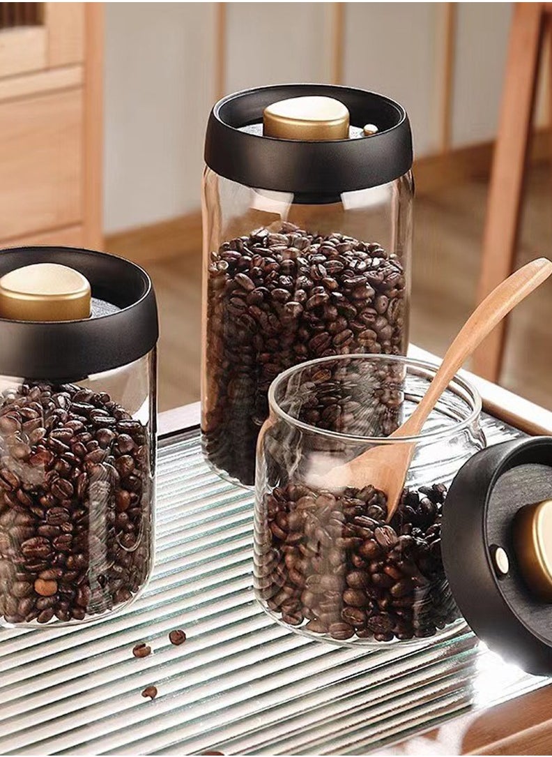 1PCS Coffee Bean Storage Jar with Vacuum Valve Glass Container For Kitchen and Restaurant Vacuum Storage 1200ML