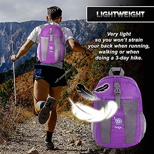 Bago Lightweight Small Hiking Backpack for Women and Men - 25L Travel Day Pack - Foldable Hiking Daypack Ultralight for Camping Outdoor Sports - Day Bag Packable Backpack for Travel (Purple) - Image 5