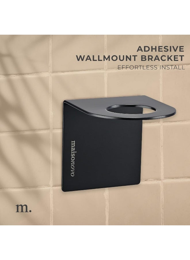 MaisoNovo Shampoo Dispenser for Shower Wall 3 Chamber - Drill Free Soap Dispenser Wall Mount with Waterproof Labels | 3 Black Plastic Bottles 3 Black Wall Mounts - Image 5