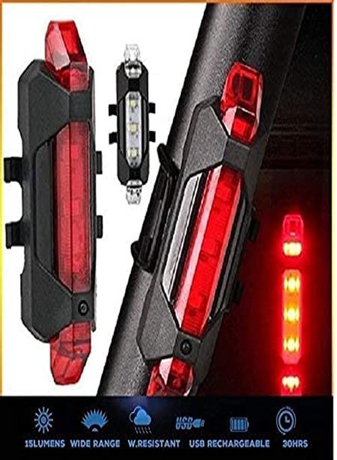 مصباح دراجة أمامي وخلفي LED فائق السطوع من نوع ShreNik قابل لإعادة الشحن عبر منفذ USB ومقاوم للماء (مصباح LED خلفي أحمر) - Image 2
