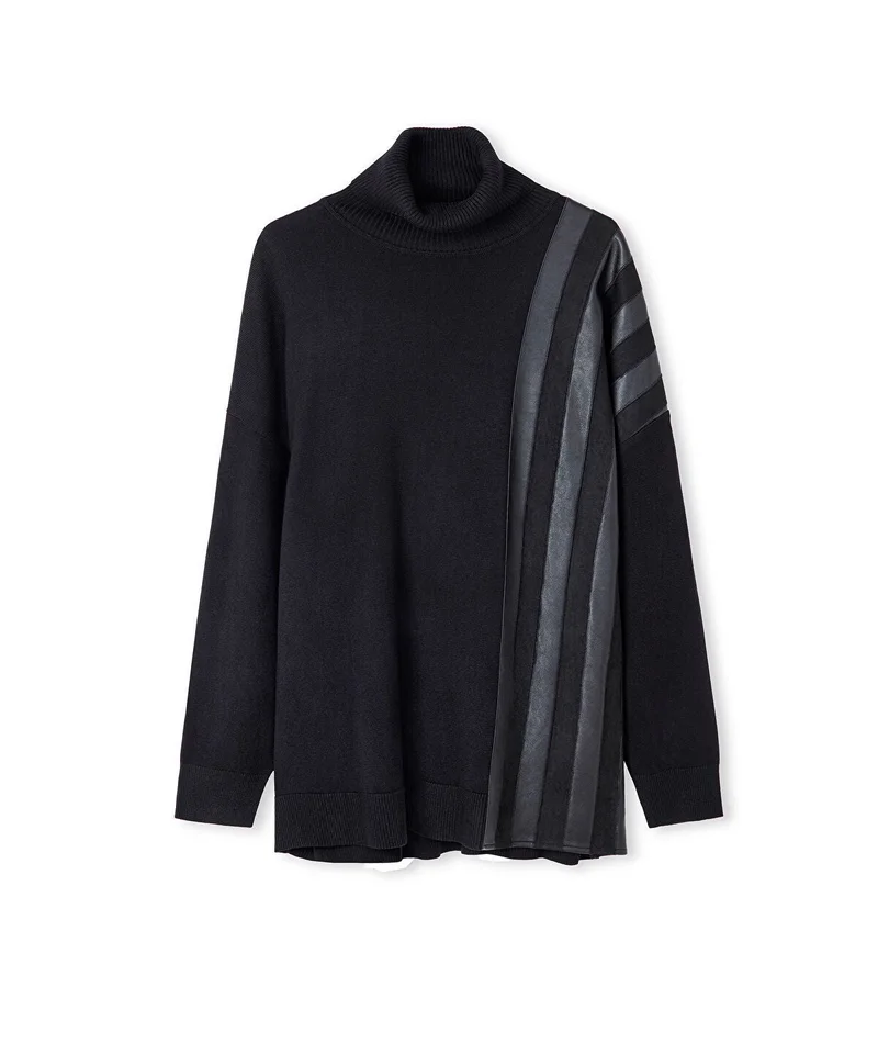 Ipekyol  Faux Leather & Suede Panel Sweater for Women | Best Price UAE