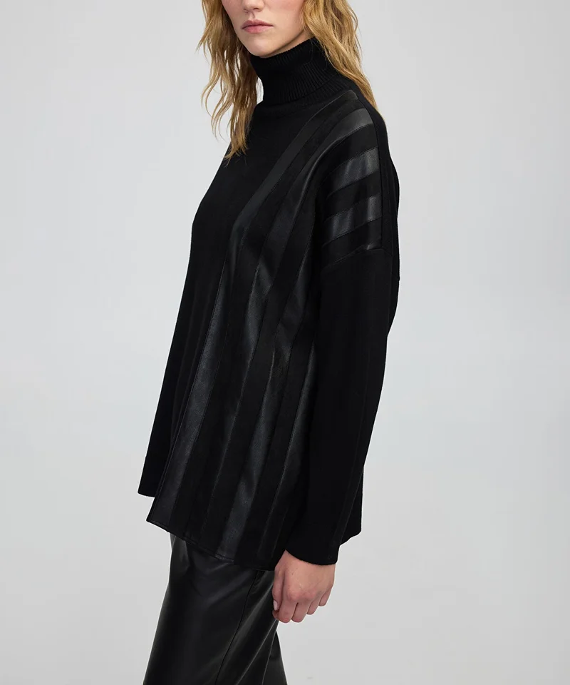 Ipekyol  Faux Leather & Suede Panel Sweater for Women | Best Price UAE