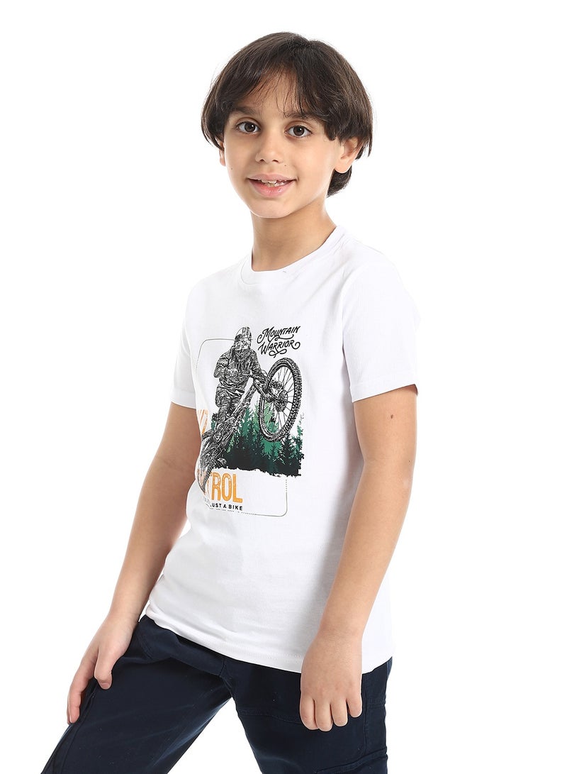 Andora Round Neck Printed Short Sleeve Boy T-shirt_Off White - Image 2