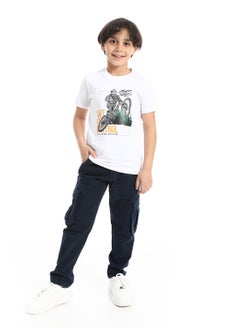 Andora Round Neck Printed Short Sleeve Boy T-shirt_Off White  - Image 5