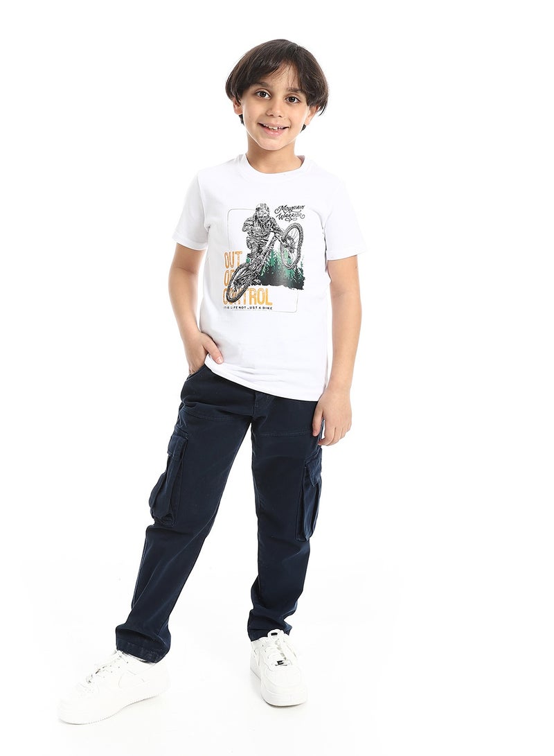 Andora Round Neck Printed Short Sleeve Boy T-shirt_Off White - Image 5