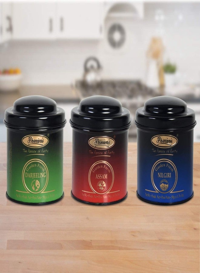 Premiers 3 in 1 Tea Gift Set | 75 Cups | 150 Grams | Elegant Domed Metal Caddy | Darjeeling Black Tea + Assam Tea + Nilgiri Tea | PMP Series - Image 5
