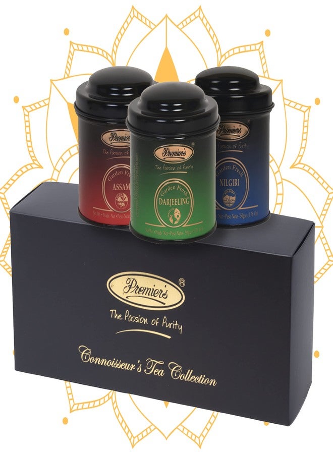 Premiers 3 in 1 Tea Gift Set | 75 Cups | 150 Grams | Elegant Domed Metal Caddy | Darjeeling Black Tea + Assam Tea + Nilgiri Tea | PMP Series - Image 1