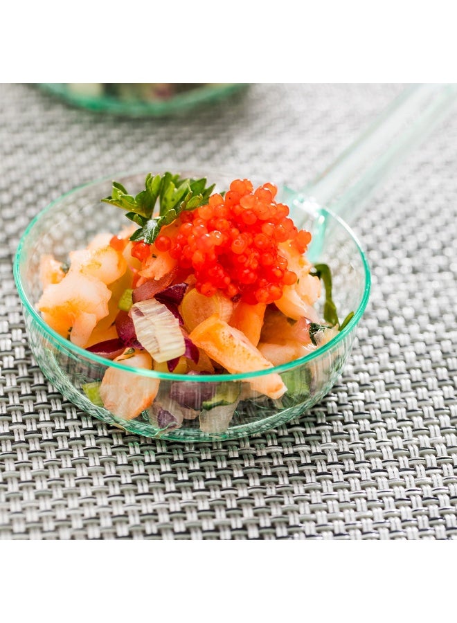 Restaurantware 1 Ounce Disposable Dessert Cups, 100 Mini Sauce Dishes - Sauce Pan Design, Serve Condiments, Snacks or Samples, Seagreen Plastic Small Appetizer Plates, For Parties or Catered Events, - Image 3