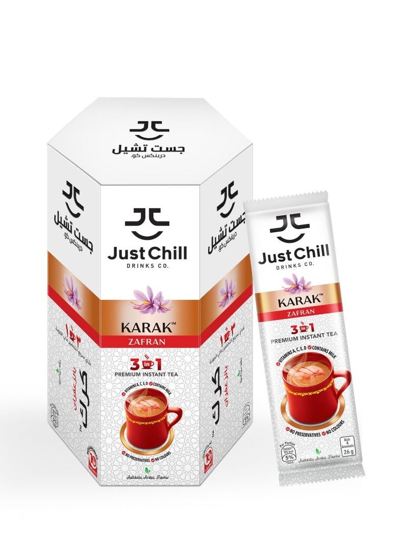 Just Chill Drinks Co. - Karak Chai Zafran Tea Premix Immunity Booster 26g x 10 sachet - Image 1