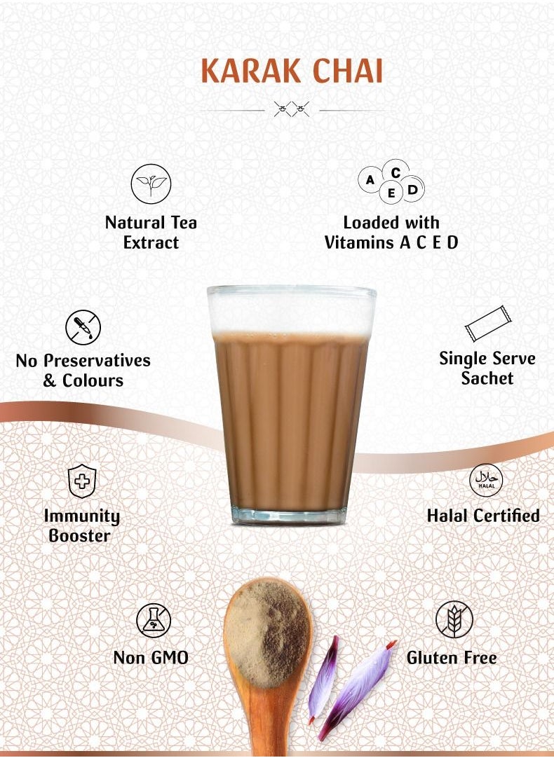 Just Chill Drinks Co. - Karak Chai Zafran Tea Premix Immunity Booster 26g x 10 sachet - Image 1