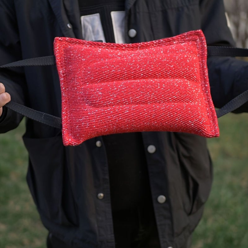 Red And White Dog Bite Training Pillow Set With Dual Handles And Tug Toy - Image 5