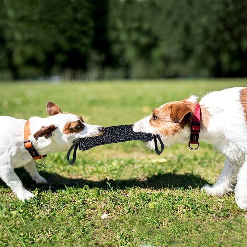 Red And White Dog Bite Training Pillow Set With Dual Handles And Tug Toy - Image 3