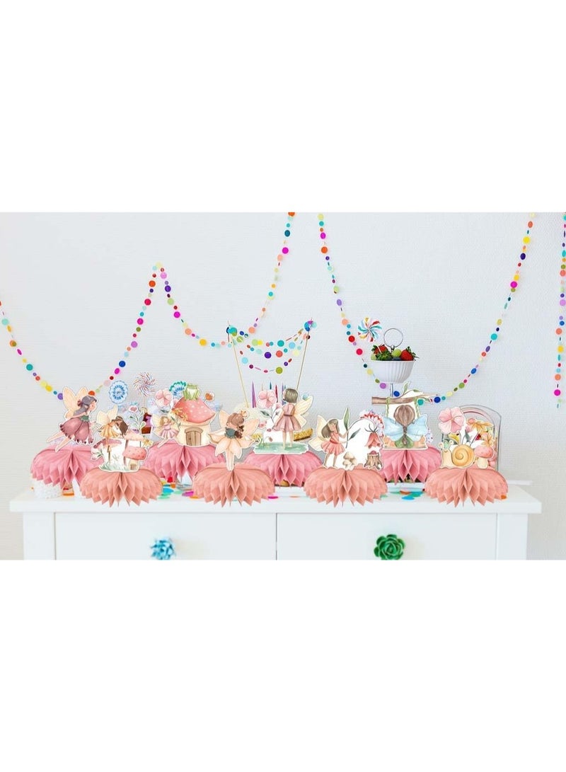 Peachjoy Fairy Theme Honeycomb Centerpieces, 8 PCS Pink Floral Fairy Garden Girls, Birthday Party Table Decoration, My Fairy First Baby Shower Happy Birthday Party Supplies - Image 2