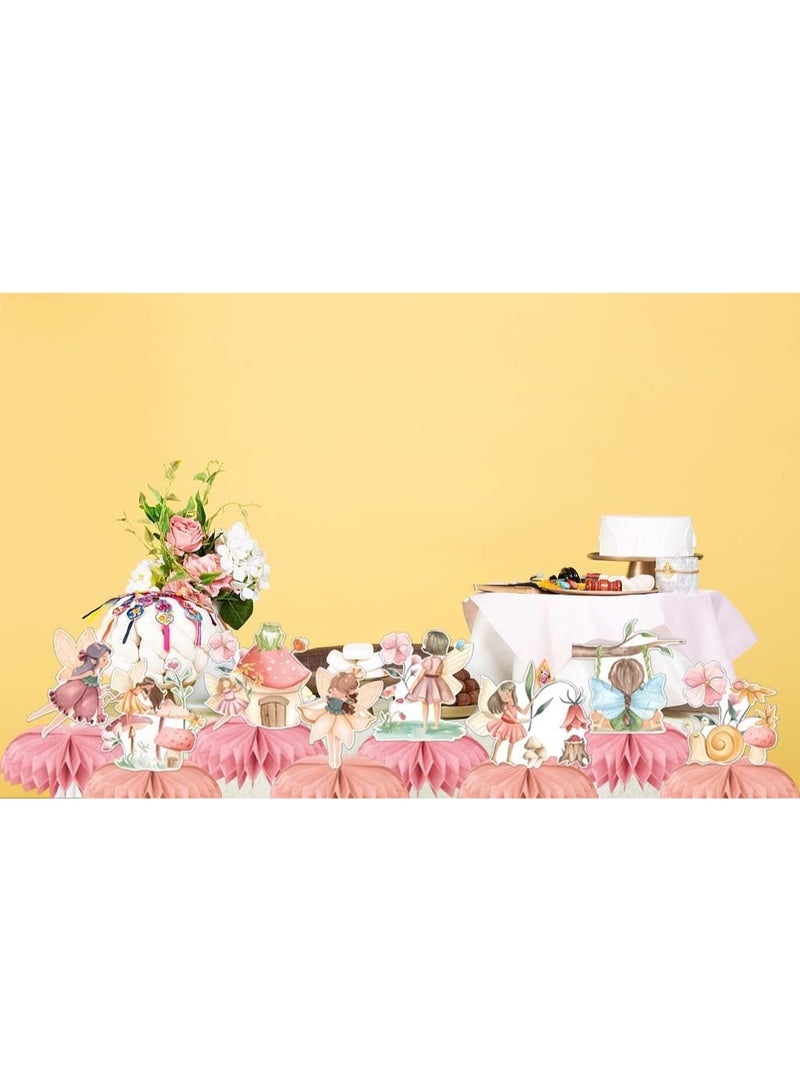 Peachjoy Fairy Theme Honeycomb Centerpieces, 8 PCS Pink Floral Fairy Garden Girls, Birthday Party Table Decoration, My Fairy First Baby Shower Happy Birthday Party Supplies - Image 3