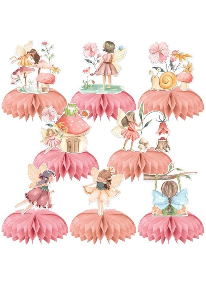 Peachjoy Fairy Theme Honeycomb Centerpieces, 8 PCS Pink Floral Fairy Garden Girls, Birthday Party Table Decoration, My Fairy First Baby Shower Happy Birthday Party Supplies - Image 1