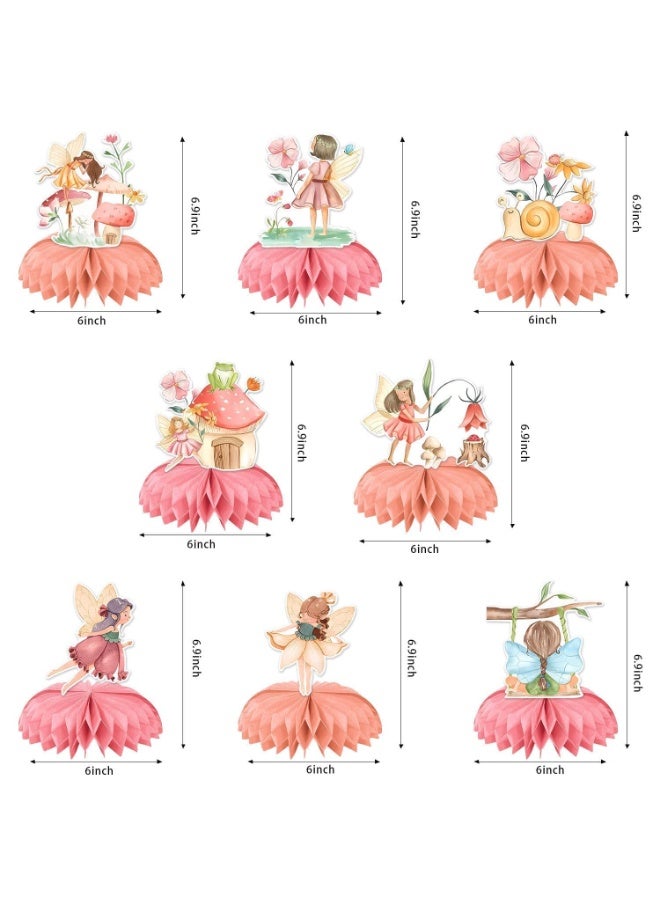Peachjoy Fairy Theme Honeycomb Centerpieces, 8 PCS Pink Floral Fairy Garden Girls, Birthday Party Table Decoration, My Fairy First Baby Shower Happy Birthday Party Supplies - Image 5
