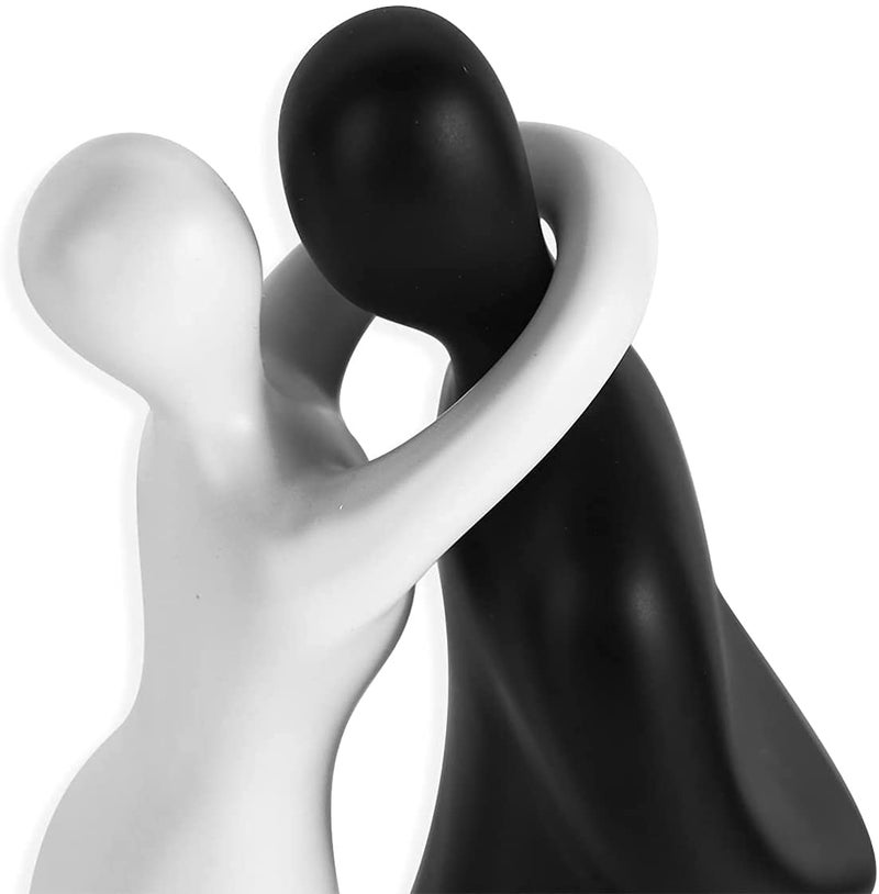 LADROX Passionate Lover Hugging Couple Figure Beautiful Home Decor Set of 2 White BlackBrass Love - Image 4
