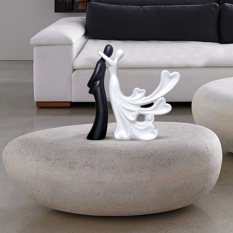 LADROX Passionate Lover Hugging Couple Figure Beautiful Home Decor Set of 2 White BlackBrass Love - Image 5
