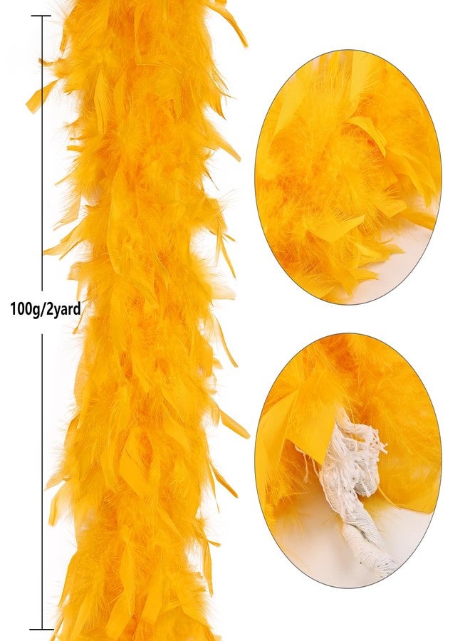 THARAHT Golden Yellow Chandelle Turkey Feather Boa 2 Yards 55g for DIY Craft Home Dancing Wedding Party Halloween Costume Decoration Feather Boa - Image 2