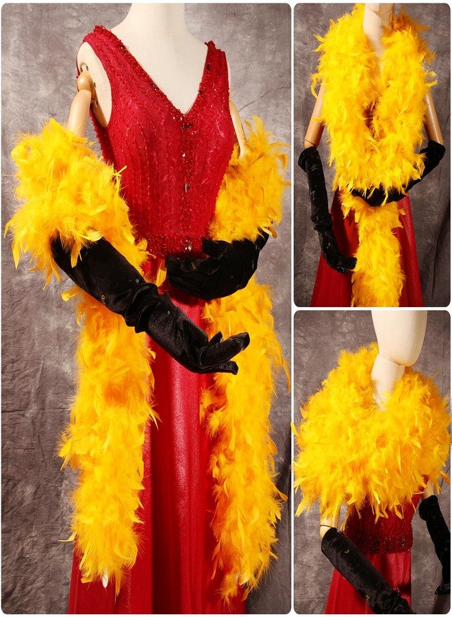 THARAHT Golden Yellow Chandelle Turkey Feather Boa 2 Yards 55g for DIY Craft Home Dancing Wedding Party Halloween Costume Decoration Feather Boa - Image 4