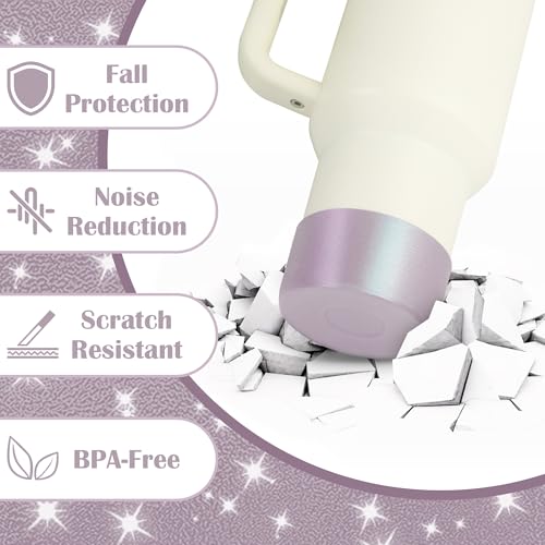 Mokoart Dreamy Gradient Silicone Boot Compatible with Stanley 40oz 30oz 20oz Tumbler and 12-24oz Water Bottles, Metallic Shimmer Silicone Boot Sleeve for Stanley Cup Accessories (Violet Petal) - Image 3