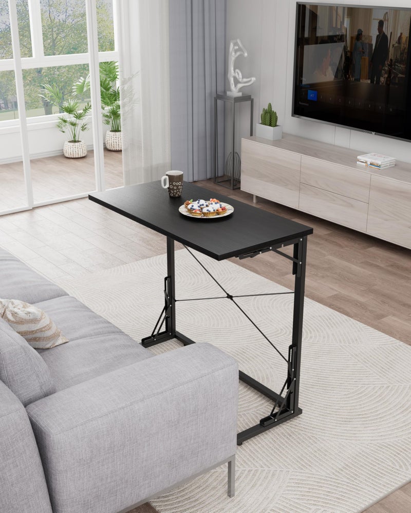 Vantic 31.5" Folding Desk, Foldable TV Tray Table for Eating on Couch, Extra Large TV Dinner Trays, Portable Fold Computer Writing Desk Table for Home Office, Black - Image 3