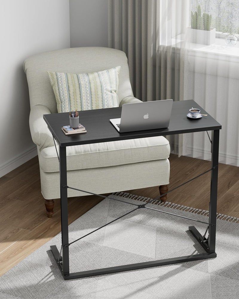 Vantic 31.5" Folding Desk, Foldable TV Tray Table for Eating on Couch, Extra Large TV Dinner Trays, Portable Fold Computer Writing Desk Table for Home Office, Black - Image 4