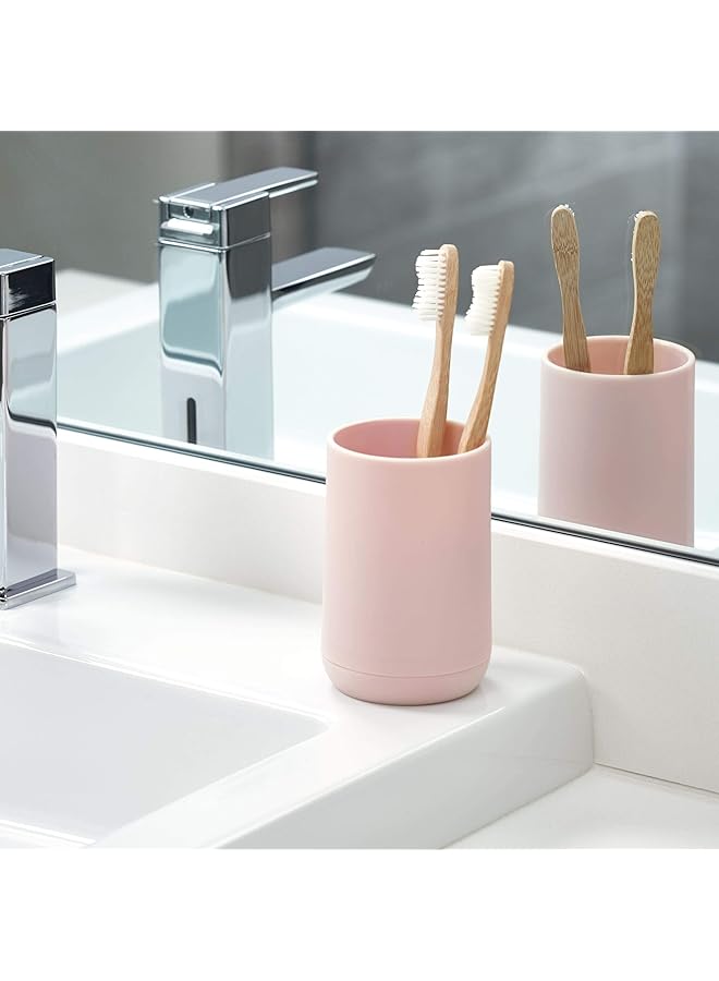 InterDesign Cade Toothbrush Holder Holds Normal Toothbrushes Spin Brushes And Toothpaste Matte Blush - Image 2