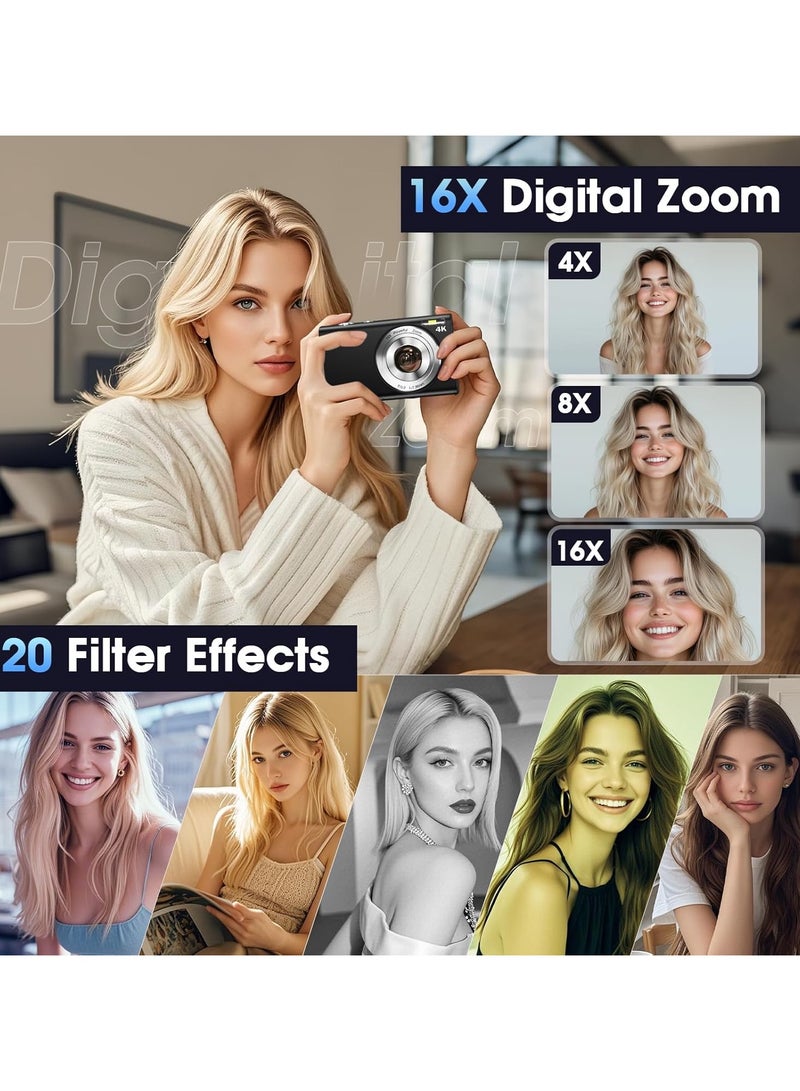 PROMAGE Digital Camera, Autofocus UHD 4K Vlogging Camera with 32GB Card, 48MP 16X Digital Zoom Digital Camera  - Image 4