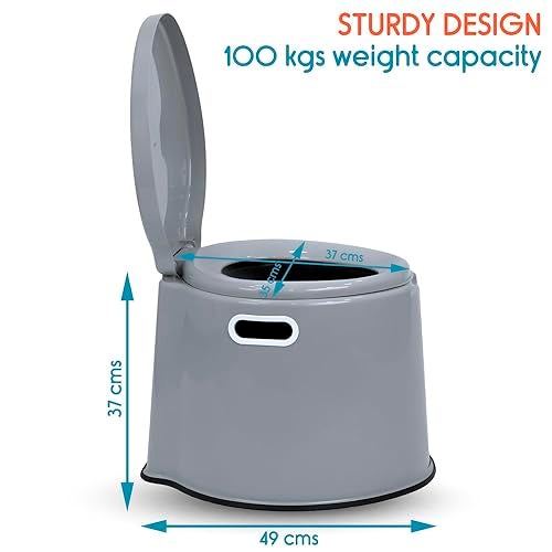 Ndola Grey Portable Indian Toilet To Western Convertor|Toilet Commode For Patients|Indian Commode Chair|Portable Toilet Seat For Adult, Handicap People (Portable Commode) Grey Colour (Grey) - Plastic - Image 5